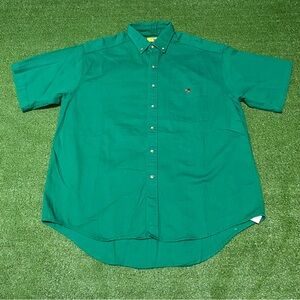 Vintage Duck Head Made in USA Short Sleeve Green Oxford Shirt Large 90s Prep